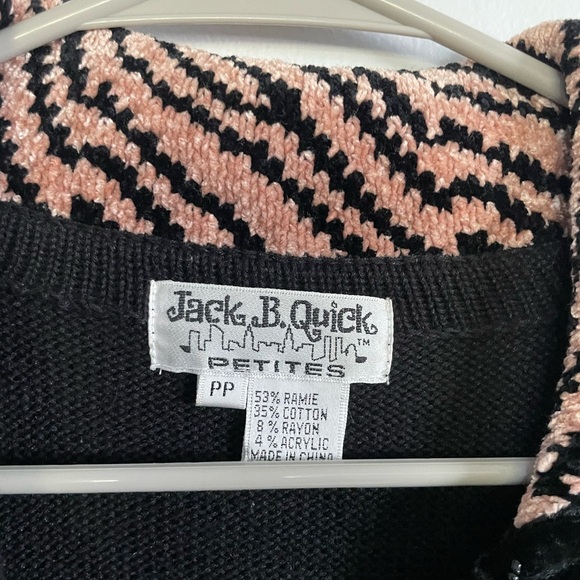 Chenille Petite Black beaded holiday Cardigan buttons chenille Jack B Quick - Picture 3 of 4